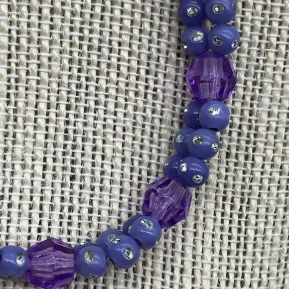 Hummingbird Toggle Bracelet 8 In Purple Silver Flowers Sparkle Faceted Retro - Picture 4 of 11